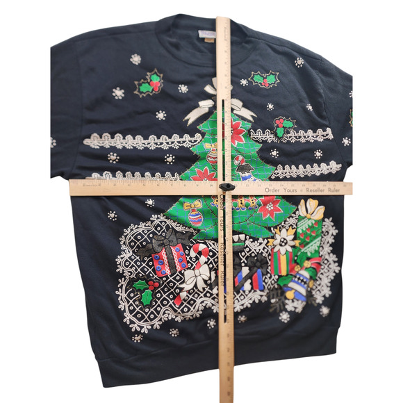 Holiday Time Christmas Sweatshirt Womens Large Ugly Xmas Sweater Tree Snowflakes - Picture 12 of 16